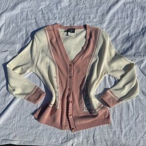 Southern Lady Pink and Cream Cardigan